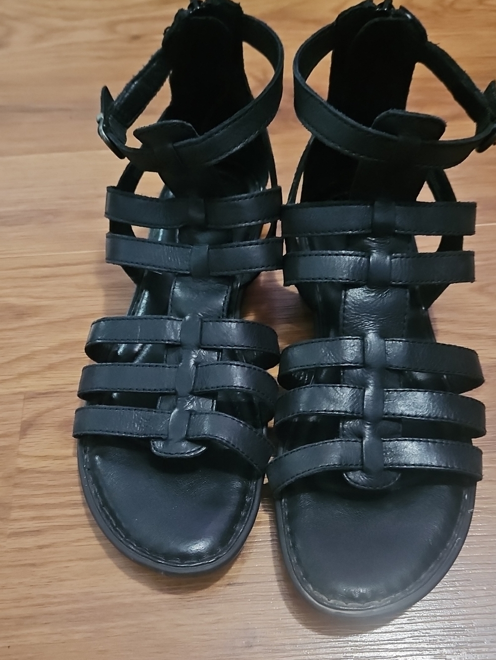 Born Black Strappy Women's Sandals Size 10- Classic Gladiator Style